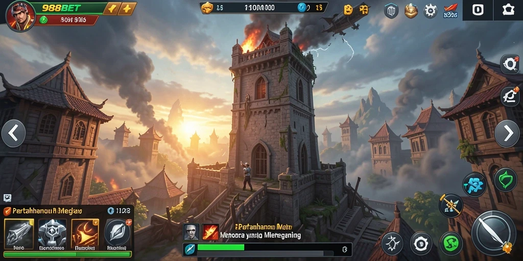 Tampilan gameplay menara pertahanan yang menegangkan dan strategis.