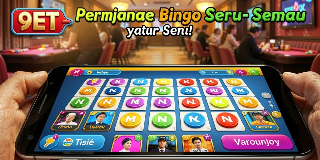 Tampilan gameplay Bingo yang menarik dan penuh warna di 9ET.