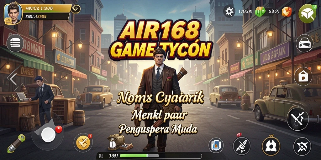 Tangkapan layar gameplay AIR168 yang menunjukkan aktivitas manajemen bisnis.