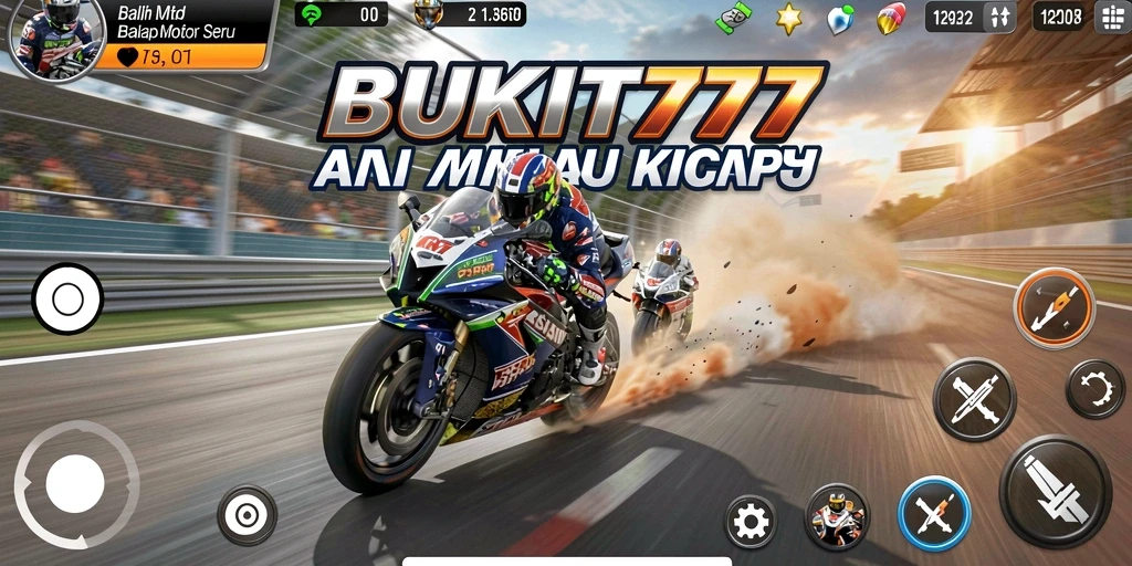 Tampilan gameplay BUKIT777 dengan aksi balap motor yang mendebarkan.