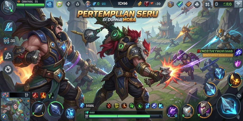 Tampilan gameplay memukau dengan pertempuran tim yang intens.