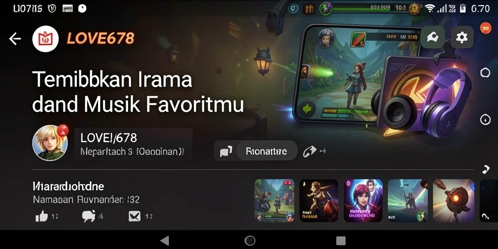 Tampilan gameplay LOVE678 dengan berbagai pilihan musik yang menarik.