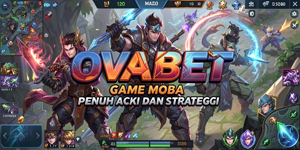 Tampilan seru pertempuran dalam game MOBA OVABET.