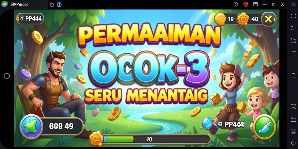 Tampilan gameplay Match-3 PP444 yang seru dan penuh warna.