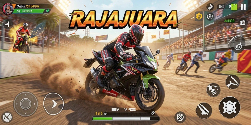 Gameplay menantang dalam balapan motor yang intens.